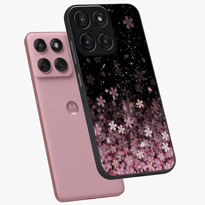 Small Starry Flowers Glass Case displayed in angled mockup highlighting tiny flower pattern with celestial aesthetic style.