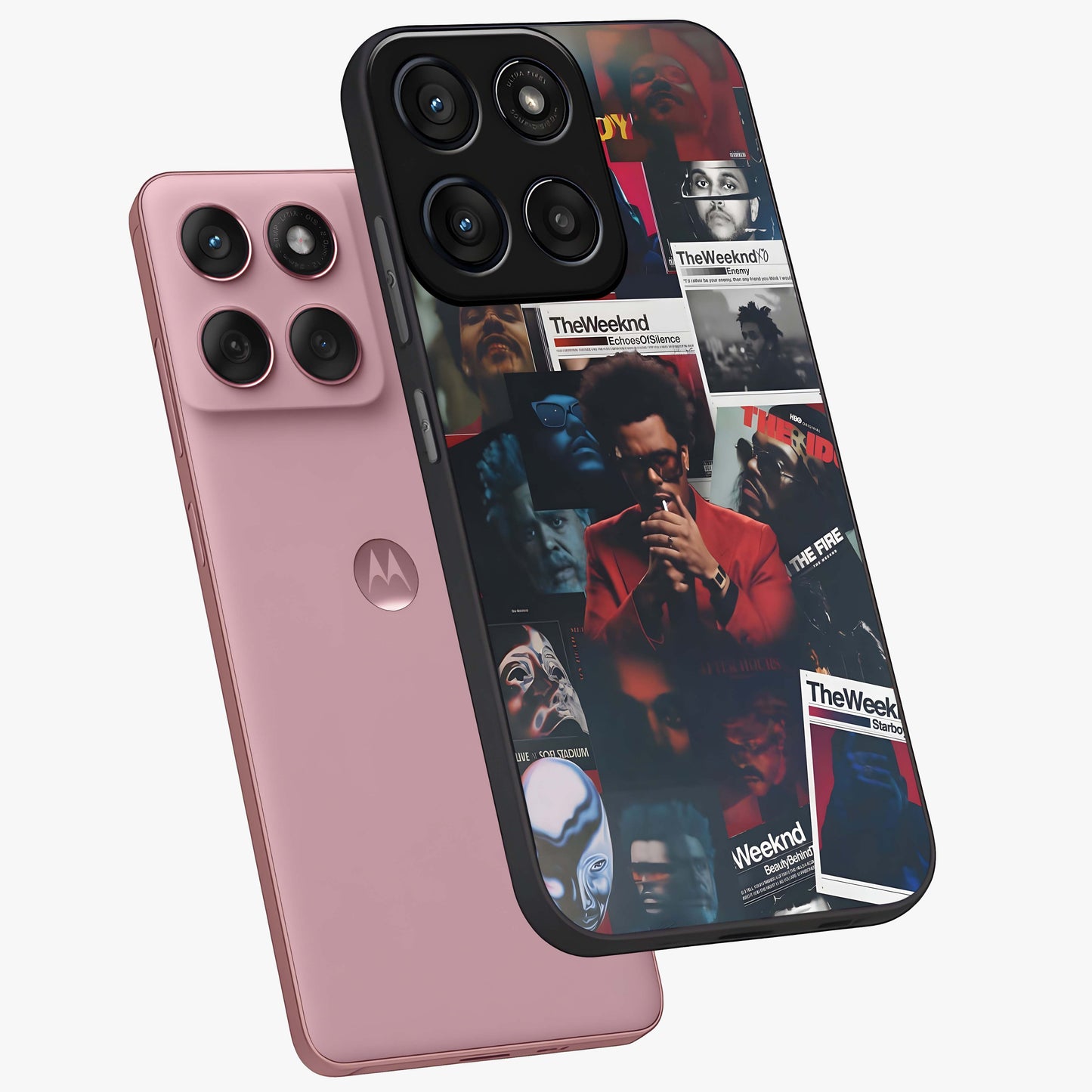 The Weeknd Glass Case displayed in angled mockup highlighting stylish pop culture inspired design with modern aesthetic.