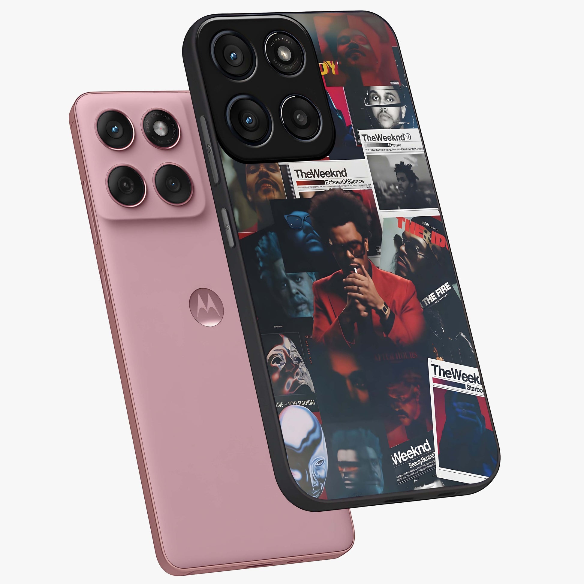 The Weeknd Glass Case displayed in angled mockup highlighting stylish pop culture inspired design with modern aesthetic.