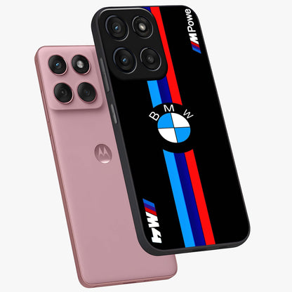 Turbo BMW Beast Glass Case displayed in angled mockup highlighting sleek racing car design with bold automotive aesthetic.