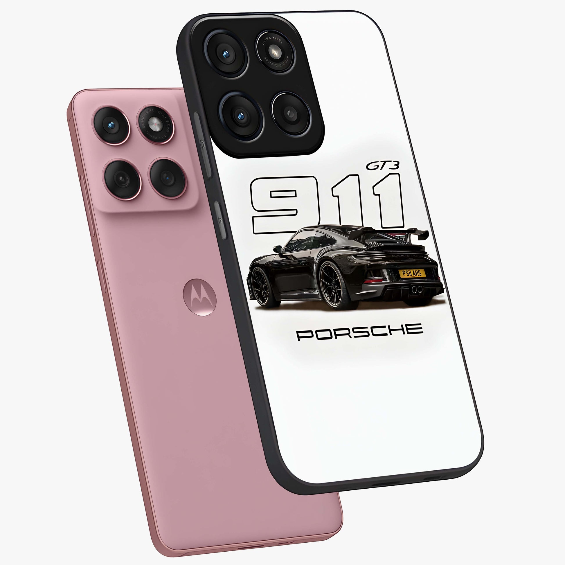 Turbo Legacy Icon Glass Case displayed in angled mockup highlighting dynamic automotive design with performance aesthetic.