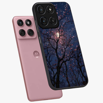 Twilight Sakura Serenade Glass Case displayed in angled mockup highlighting delicate sakura flower design with dreamy aesthetic.