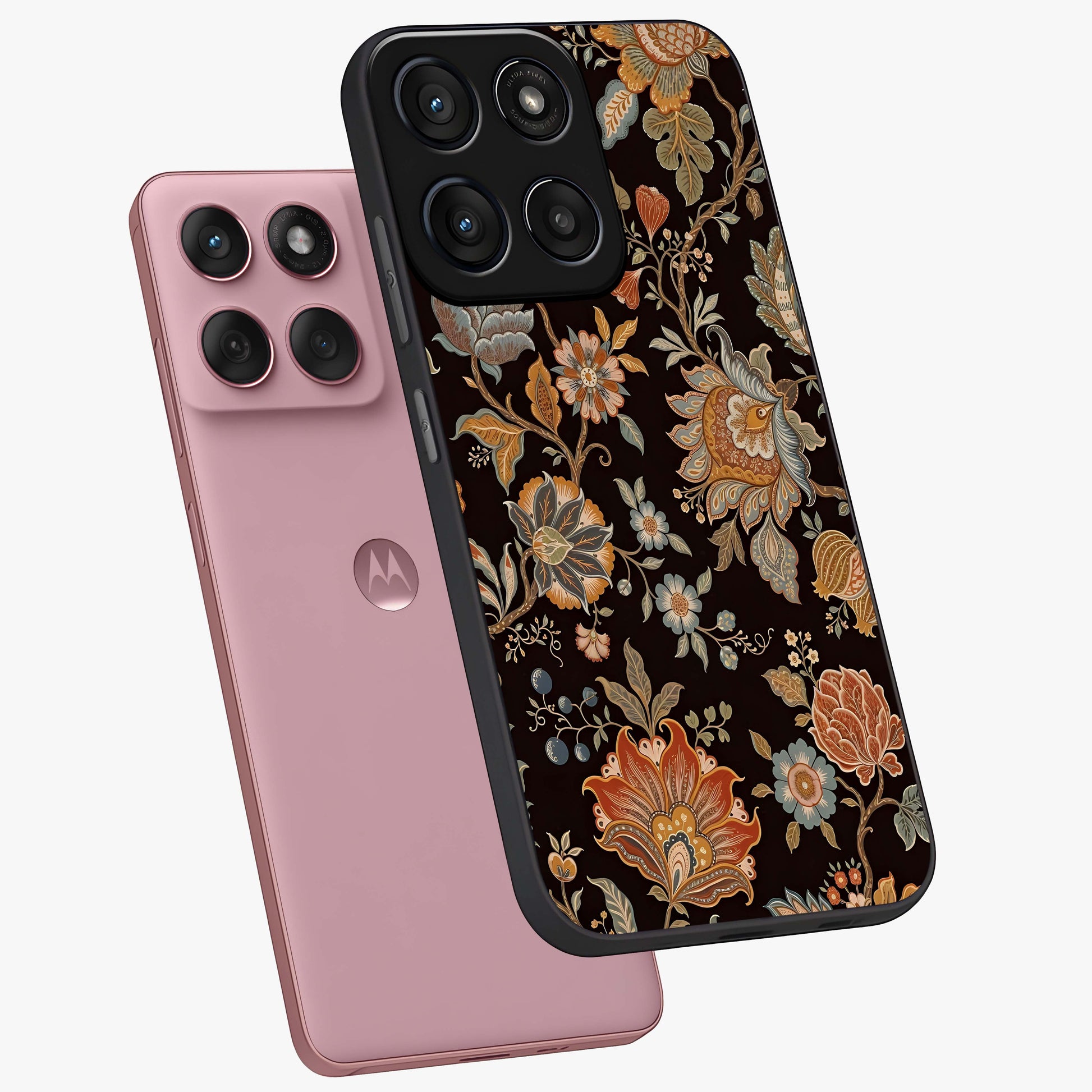 Vintage Floral Dream Glass Case displayed in angled mockup highlighting elegant vintage flower design with soft aesthetic style.