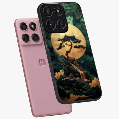 Zen Moon Rise Glass Case displayed in angled mockup highlighting peaceful lunar design with zen aesthetic style.