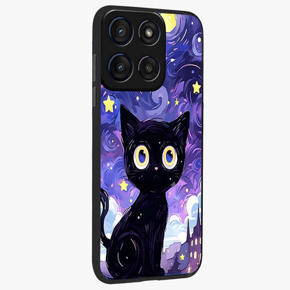 Abstract Cat Art Glass Case upright view showcasing creative feline illustration and aesthetic artistic style.