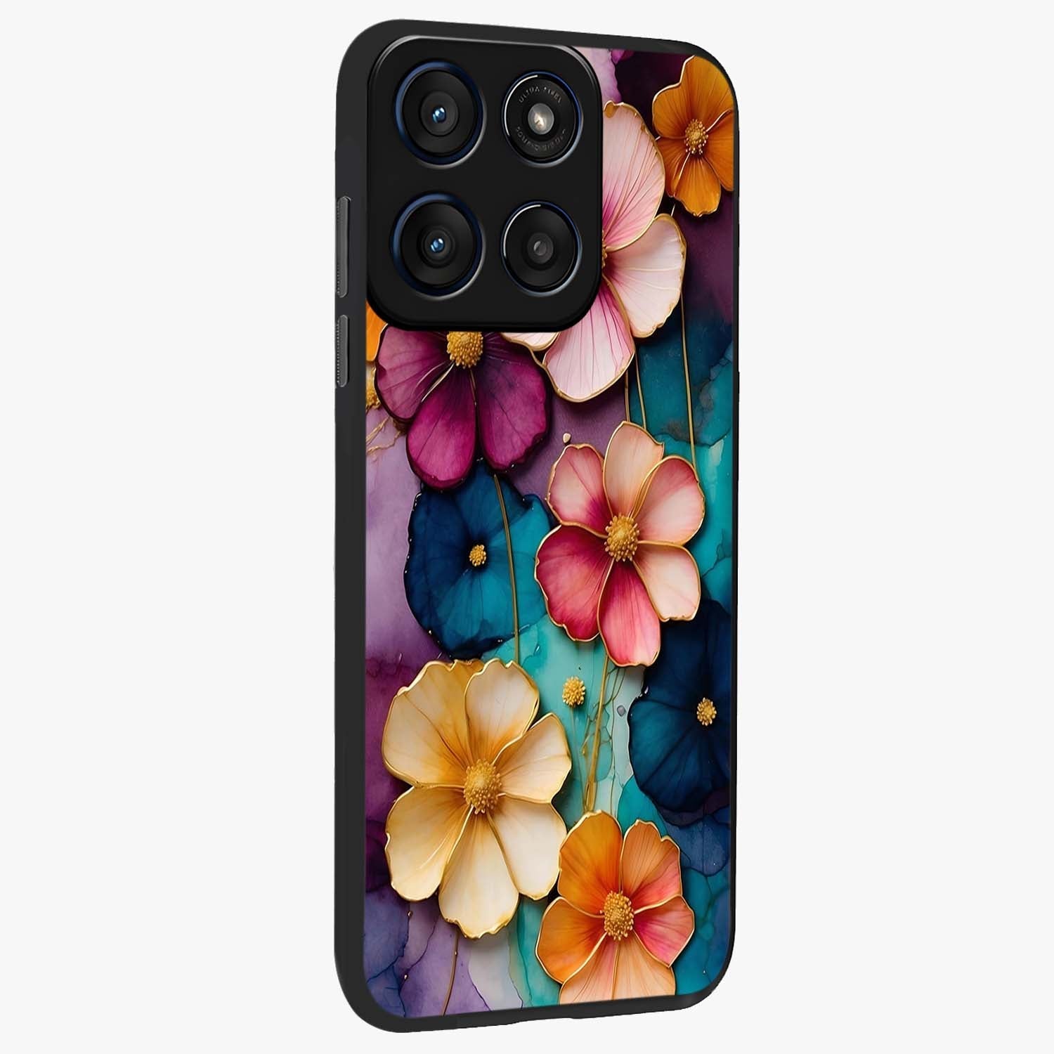 Artlyn Grace Flower Pattern Glass Case upright view showcasing graceful floral artwork with aesthetic botanical style.