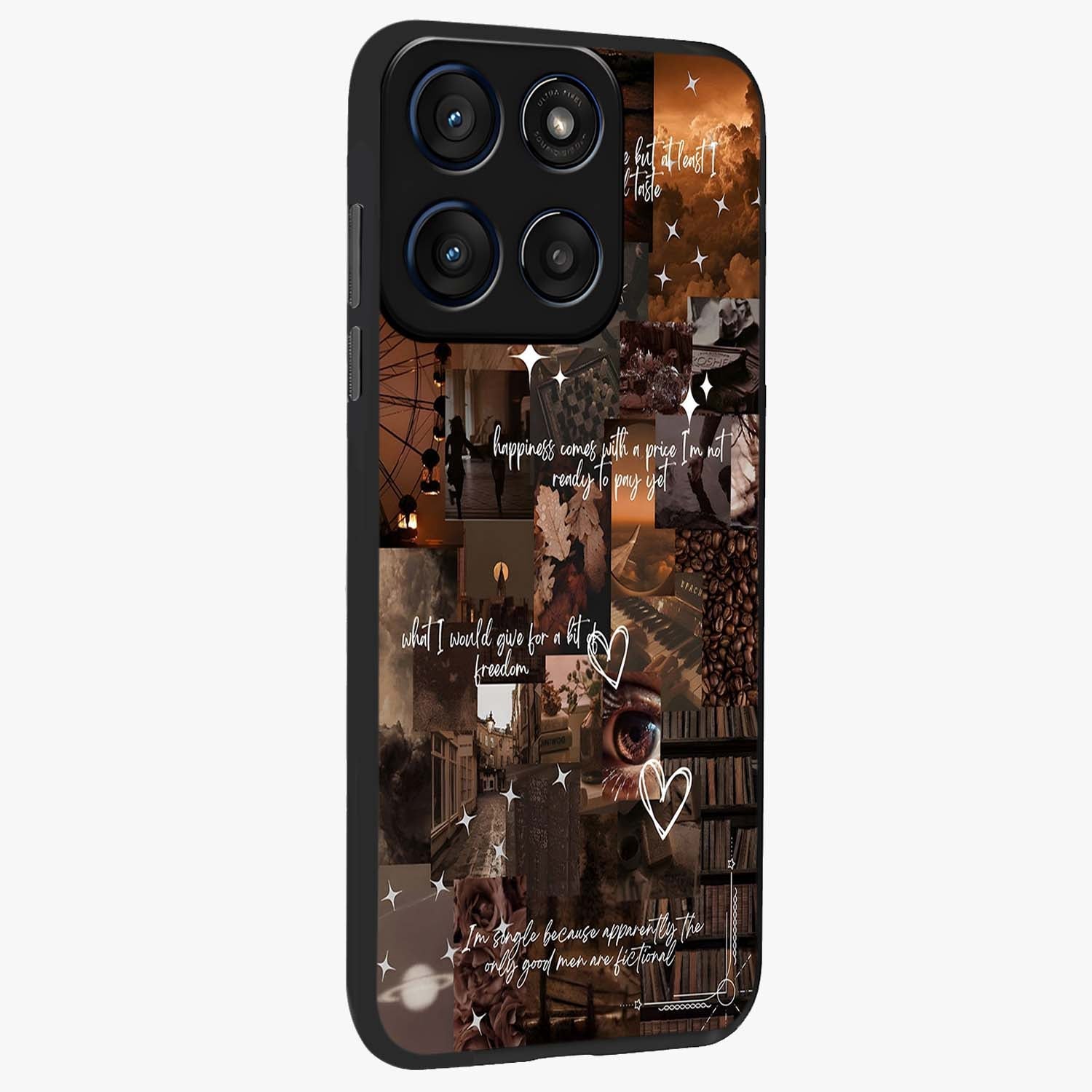 Bittersweet Aesthetic Chaos Glass Case upright view showcasing bold artistic chaos design with modern aesthetic style.