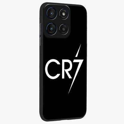 Cr7 Elite Strike Glass Case upright view showcasing energetic football inspired design with modern sports aesthetic.
