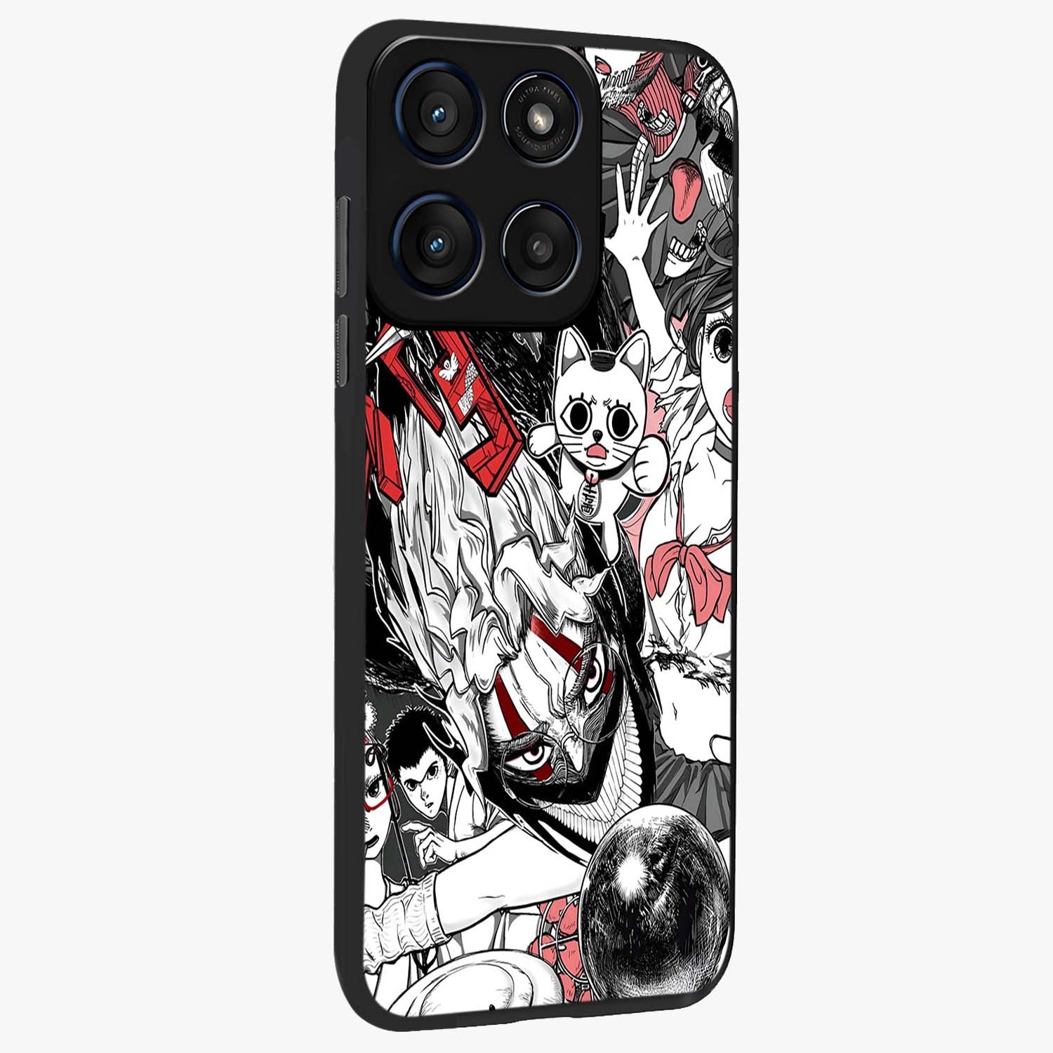 Crimson Chaos Panel Glass Case upright view showcasing intense crimson artwork with dramatic aesthetic style.