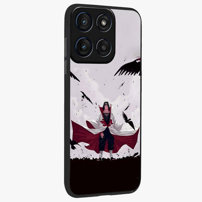 Crimson Crow Ascension Glass Case upright view showcasing dramatic crow artwork with bold gothic theme.
