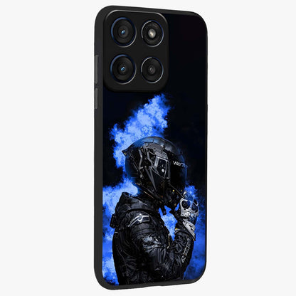Cyber Sentinel Protocol Glass Case upright view showcasing advanced cyber sentinel artwork with futuristic tech theme.