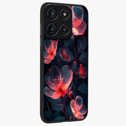 Dark Shade of Flower Glass Case upright view showcasing delicate flower artwork with rich dark floral theme.