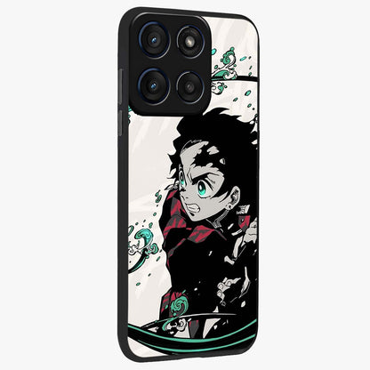 Demon Slayer Glass Case upright view showcasing powerful anime artwork with intense warrior theme.