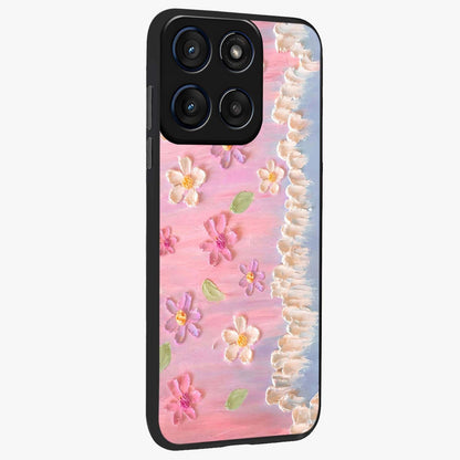 Dreamy Painted Garden Glass Case upright view showcasing vibrant floral garden artwork with artistic nature theme.