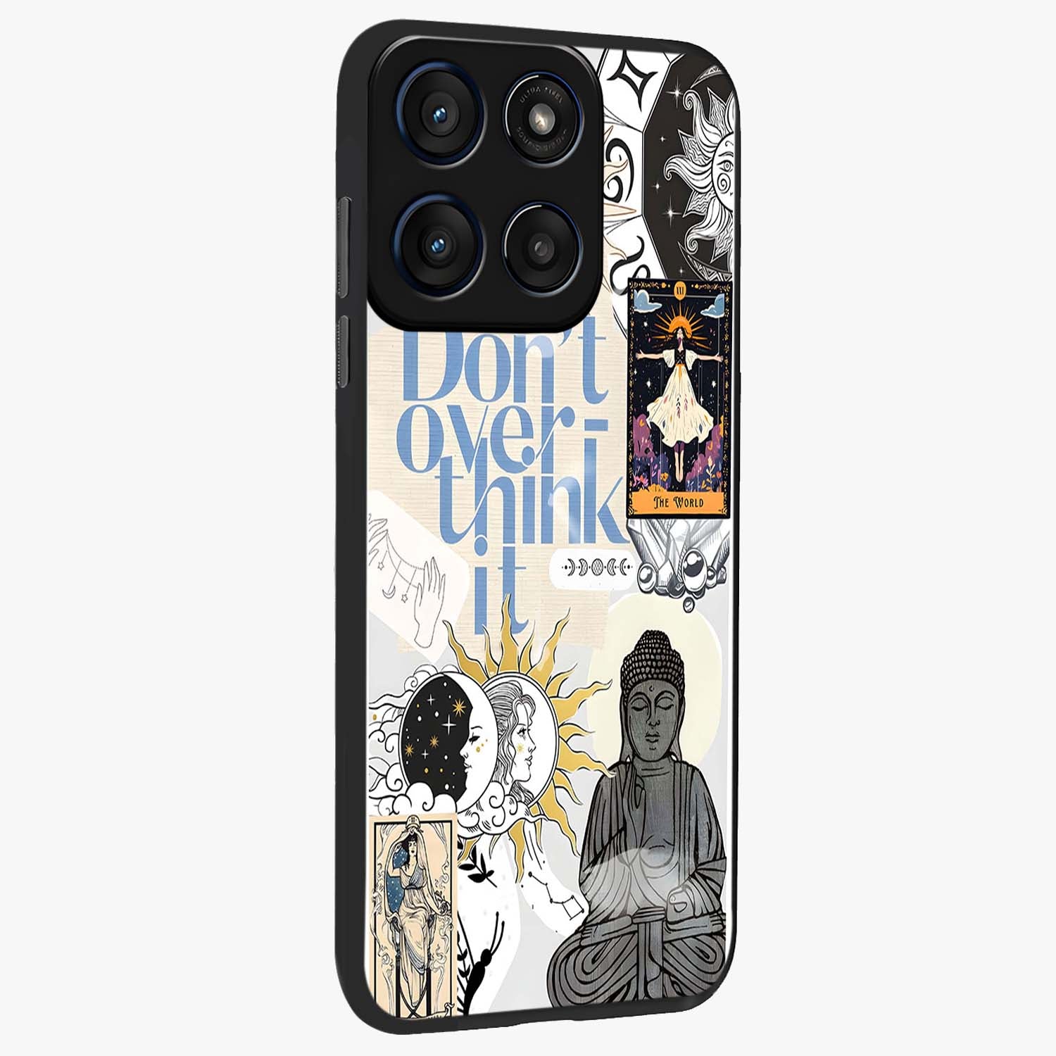 Ethereal Thoughts Glass Case upright view showcasing delicate artistic composition with peaceful dreamy theme.