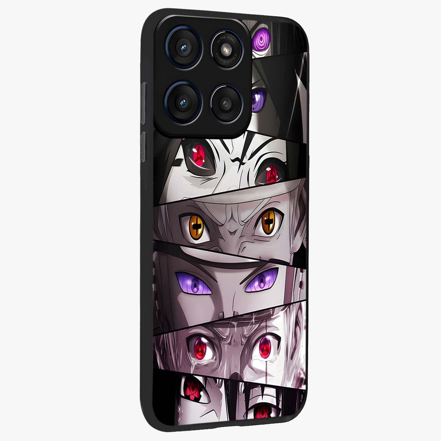 Eyes of Destiny Glass Case upright view showcasing symbolic eye artwork with dramatic artistic theme.