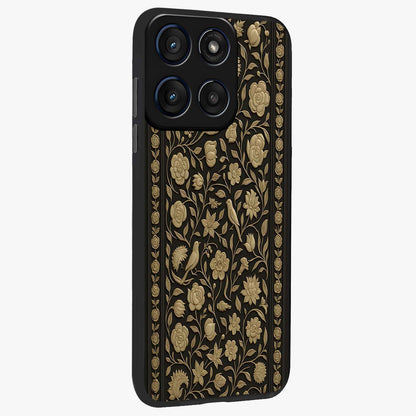 Golden Evil Eye Mandala Glass Case upright view showcasing decorative evil eye mandala artwork with spiritual aesthetic style.