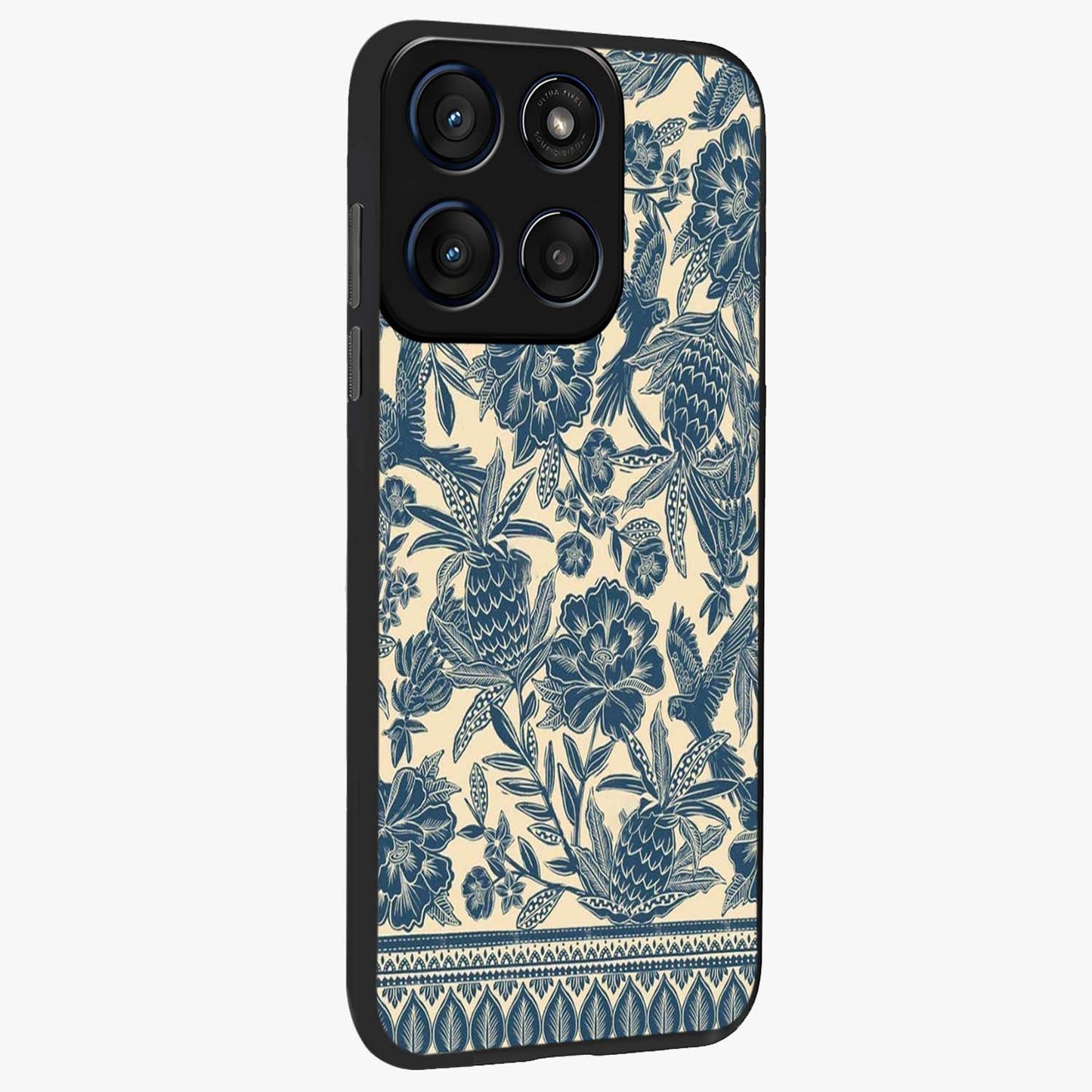 Heirloom Wild Bloom Glass Case upright view showcasing delicate wildflower artwork with timeless floral theme.