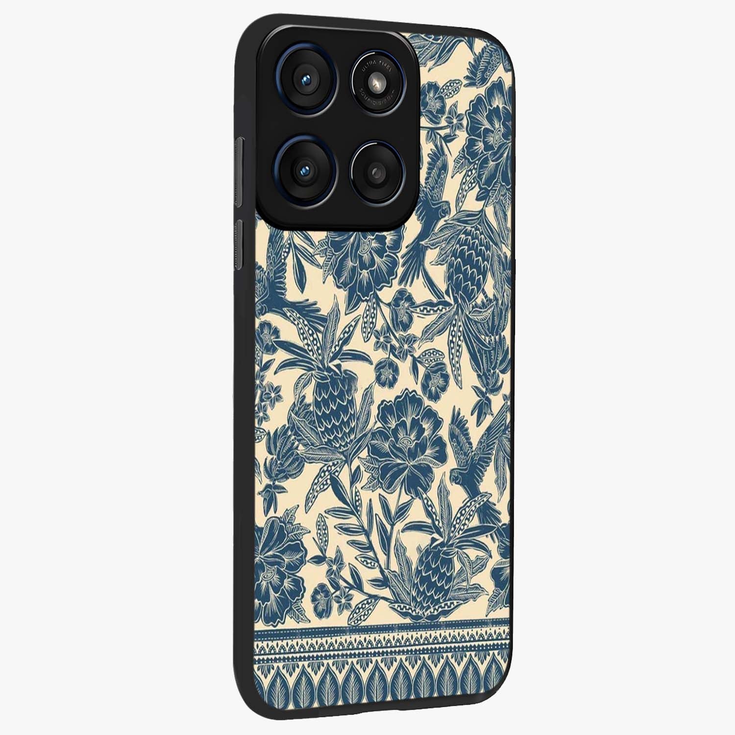 Heirloom Wild Bloom Glass Case upright view showcasing delicate wildflower artwork with timeless floral theme.