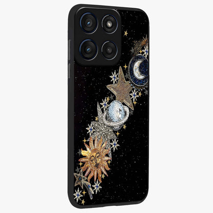 Pearls Universe Object Glass Case upright view showcasing decorative pearl themed artwork with cosmic elegance.