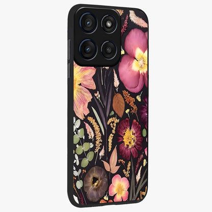 Petal Dream Tapestry Glass Case upright view showcasing detailed floral tapestry artwork with artistic nature theme.