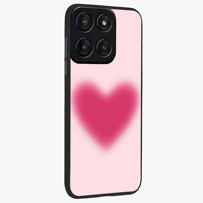 Pink Aura Heart Glass Case upright view showcasing romantic heart artwork with soft pastel theme.