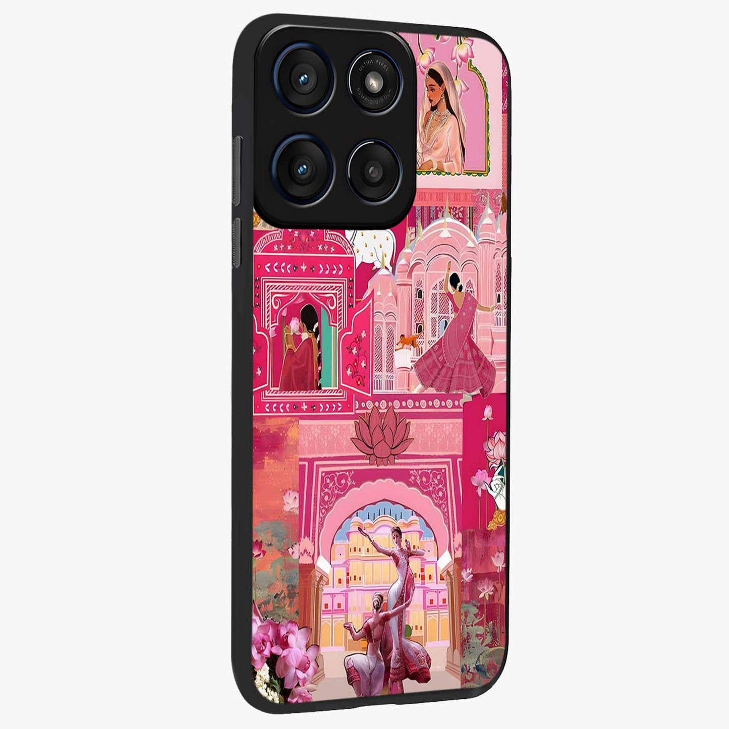 Pink Palace Muse Glass Case upright view showcasing artistic palace artwork with graceful royal theme.