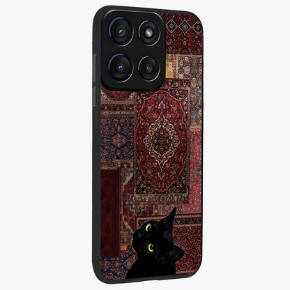 Regal Magic Cat Apple Glass Case upright view showcasing charming cat artwork with playful magical theme.