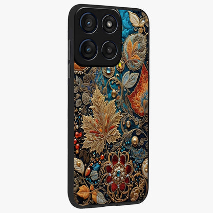 Royal Jewel Garden Glass Case upright view showcasing rich floral artwork with luxurious garden theme.