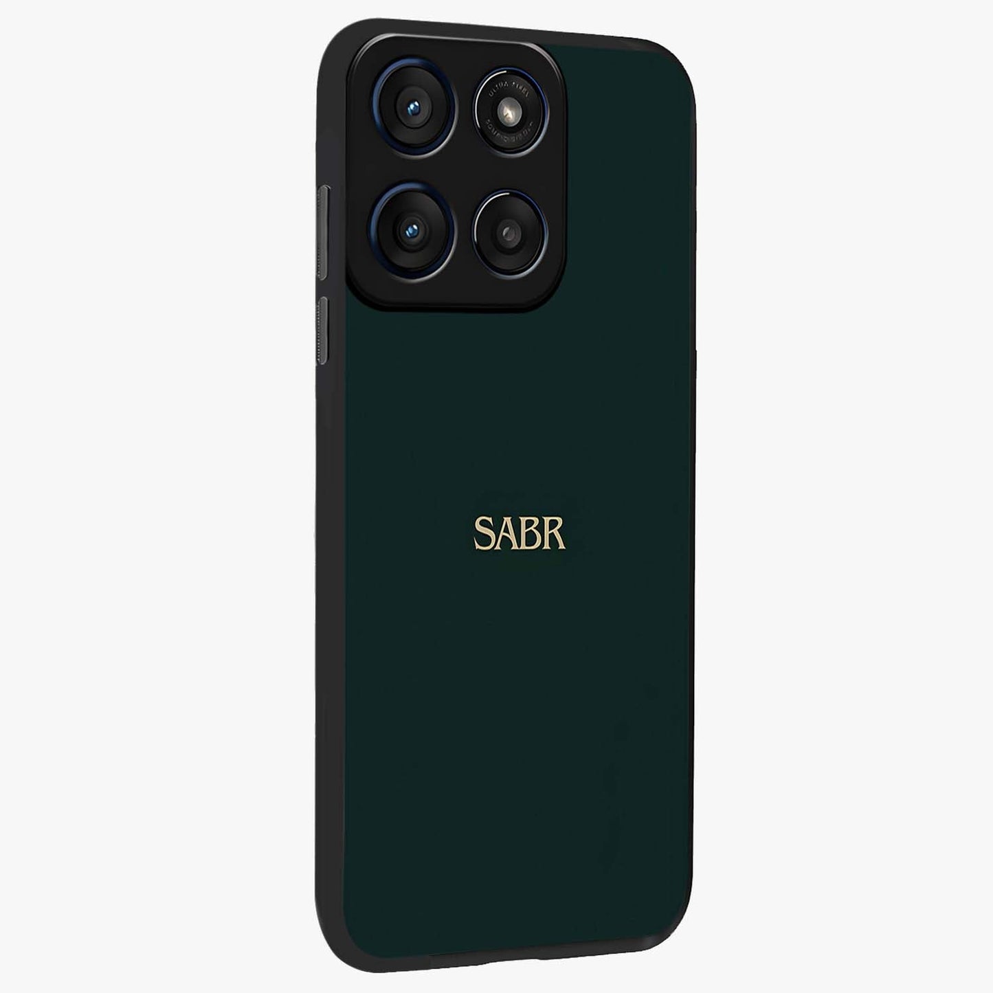 Sabr Minimal Patience Glass Case upright view showcasing calm minimalist artwork with motivational patience theme.