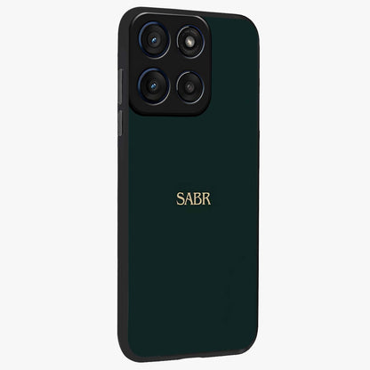 Sabr Minimal Patience Glass Case upright view showcasing calm minimalist artwork with motivational patience theme.