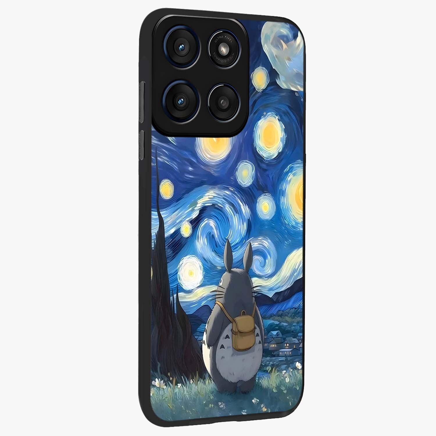 Totoro In Van Gogh Art Glass Case upright view showcasing creative character artwork with painterly artistic theme.