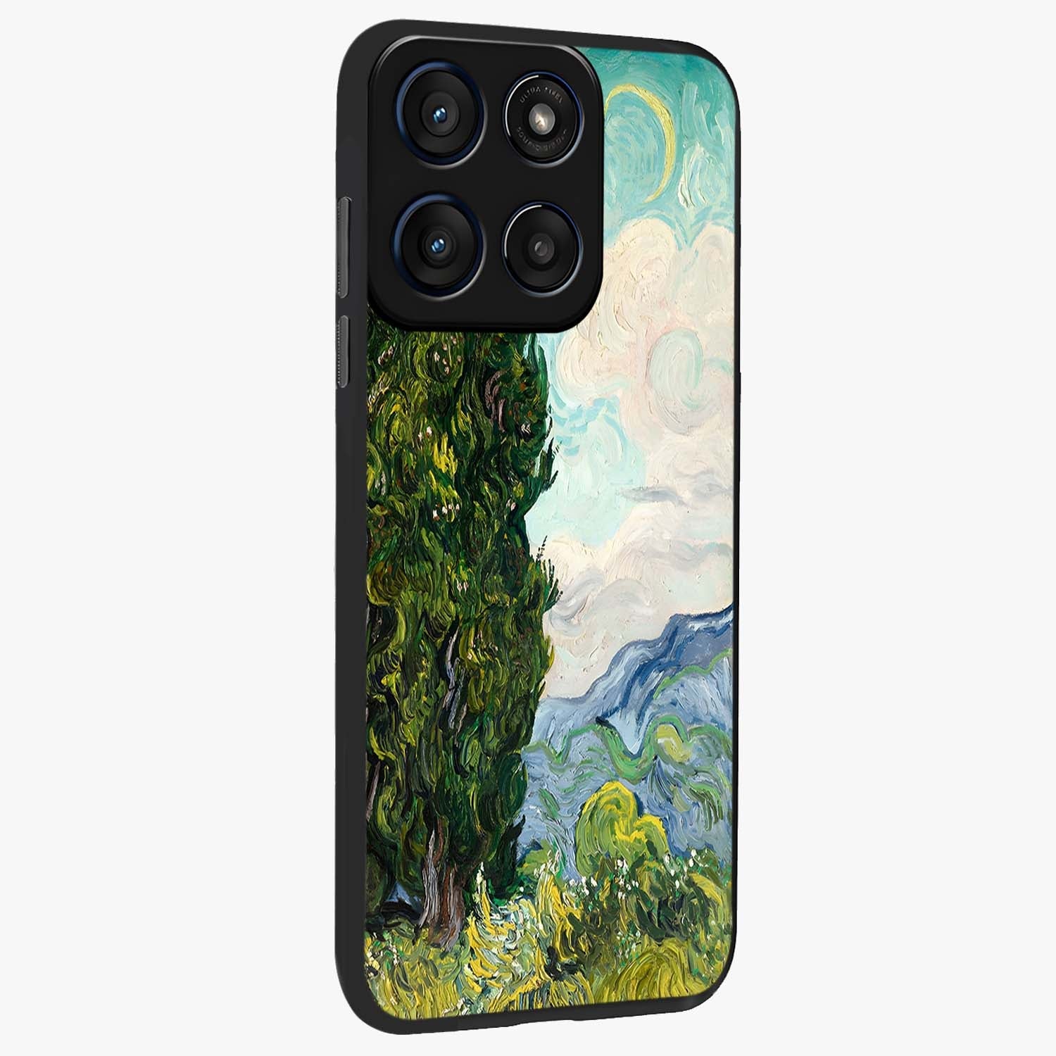 Van Gogh Vintage Art Glass Case upright view showcasing elegant vintage painting artwork with artistic heritage theme.