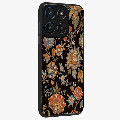Vintage Floral Dream Glass Case upright view showcasing delicate floral artwork with timeless vintage theme.