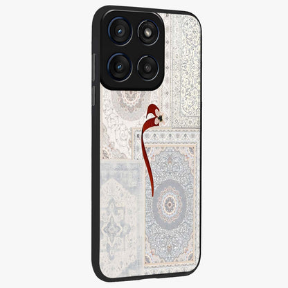 White Aesthetic Bow Glass Case upright view showcasing delicate ribbon bow artwork with cute minimalist theme.