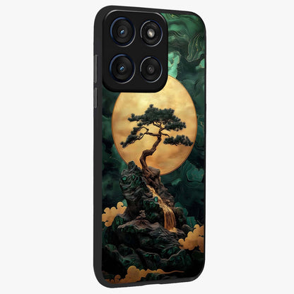 Zen Moon Rise Glass Case upright view showcasing serene moon artwork with tranquil night theme.