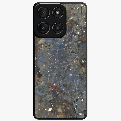 Aesthetic Astrolophia Glass Case showing flat back view with dreamy aesthetic design and glossy glass finish.