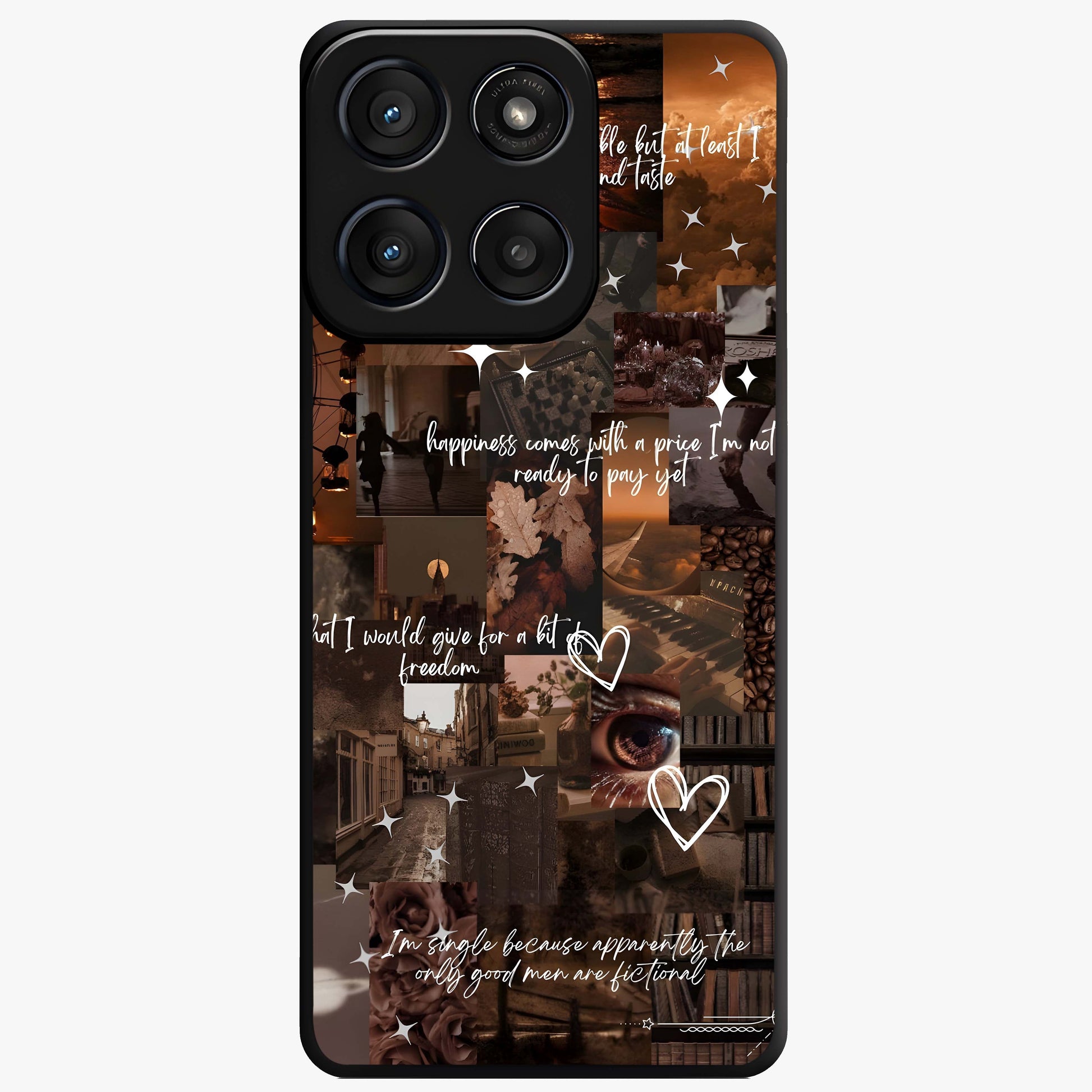 Bittersweet Aesthetic Chaos Glass Case showing flat back view with artistic chaotic aesthetic design and glossy glass finish.