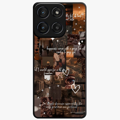 Bittersweet Aesthetic Chaos Glass Case showing flat back view with artistic chaotic aesthetic design and glossy glass finish.