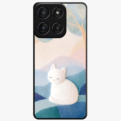 Cotton Dream Cat Glass Case showing flat back view with soft dreamy cat artwork and glossy glass finish.