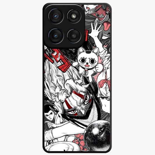 Crimson Chaos Panel Glass Case showing flat back view with bold crimson abstract artwork and glossy glass finish.