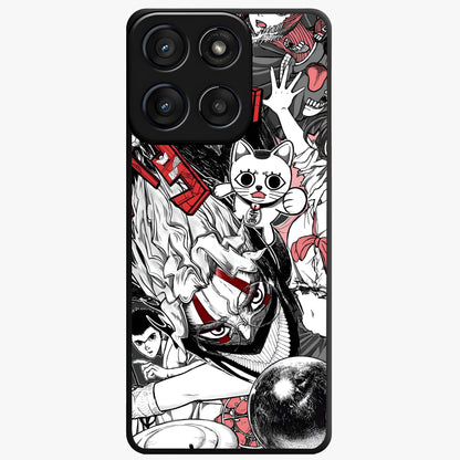 Crimson Chaos Panel Glass Case showing flat back view with bold crimson abstract artwork and glossy glass finish.