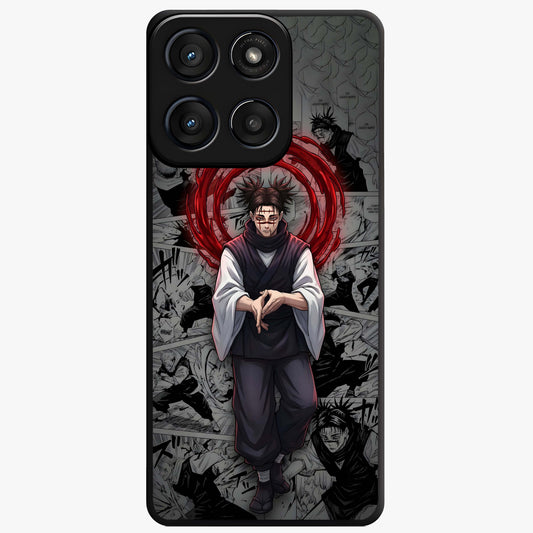 Cursed Ritual Ascension Glass Case showing flat back view with dark ritual themed artwork and glossy glass finish.