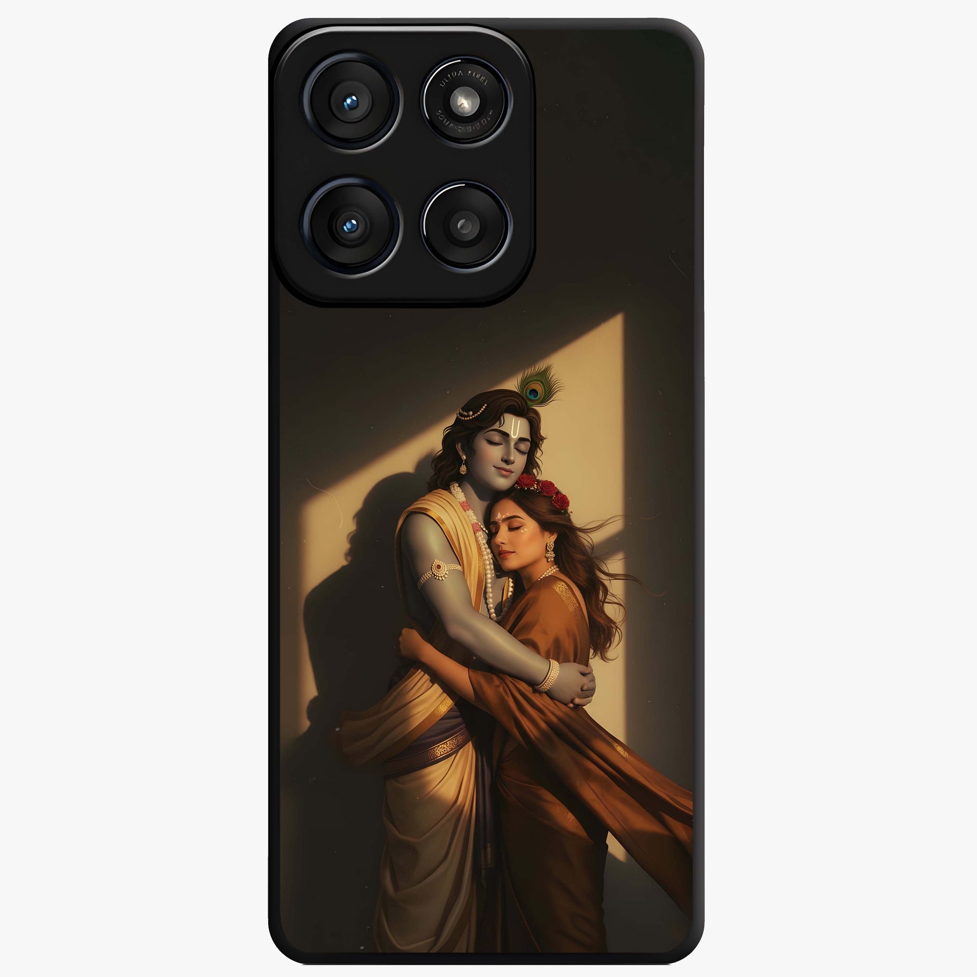 Divine Eternal Love Glass Case showing flat back view with spiritual love themed artwork and glossy glass finish.