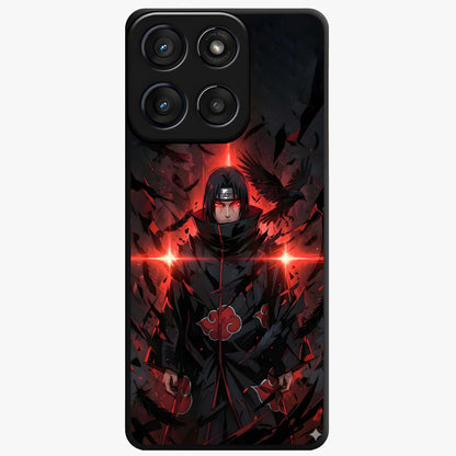 Focused Blade Discipline Glass Case showing flat back view with warrior sword themed artwork and glossy glass finish.