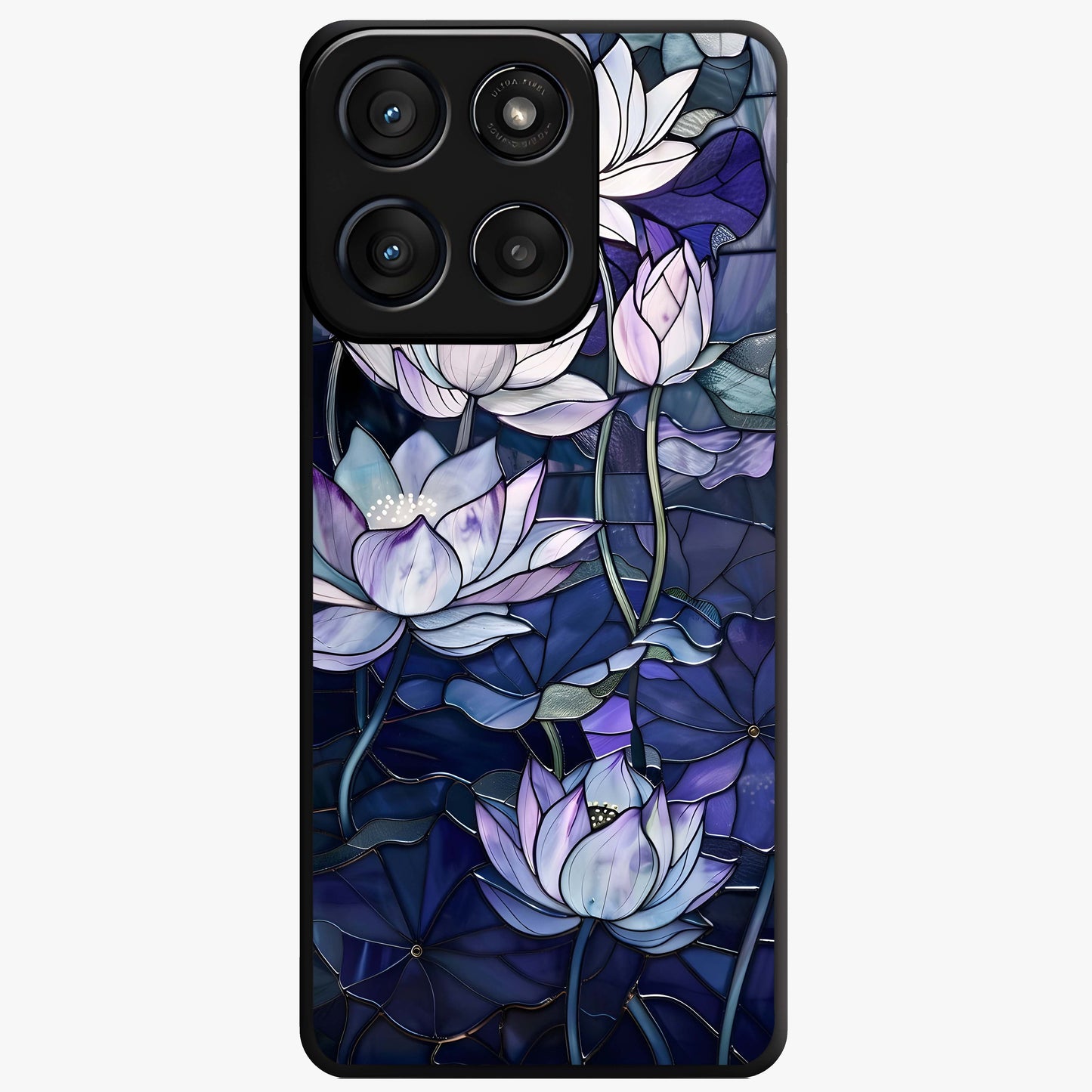Gloss Petal Rush Glass Case showing flat back view with glossy flower petal artwork and smooth glass finish.