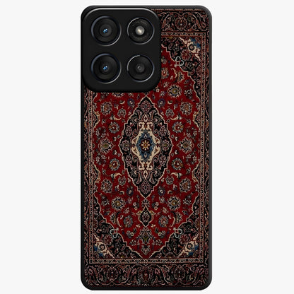 Heritage Carpet Royale Glass Case showing flat back view with ornate Persian carpet inspired pattern and glossy glass finish.