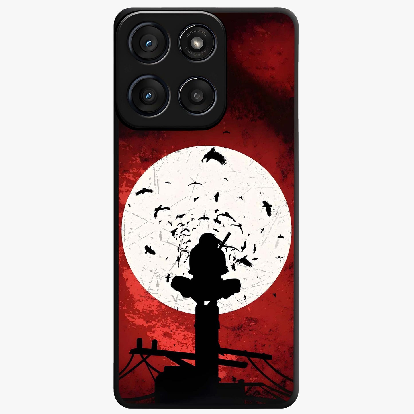 Itachi Limited Edition Naruto Anime Glass Case showing flat back view with iconic anime character artwork and glossy glass finish.