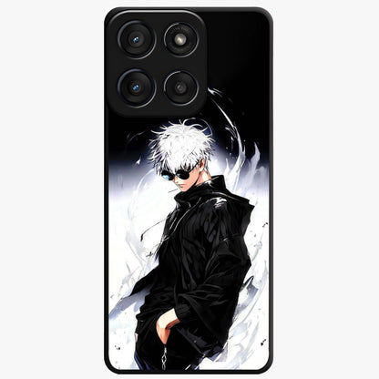 Limitless Shadow King Glass Case showing flat back view with powerful shadow warrior artwork and glossy glass finish.