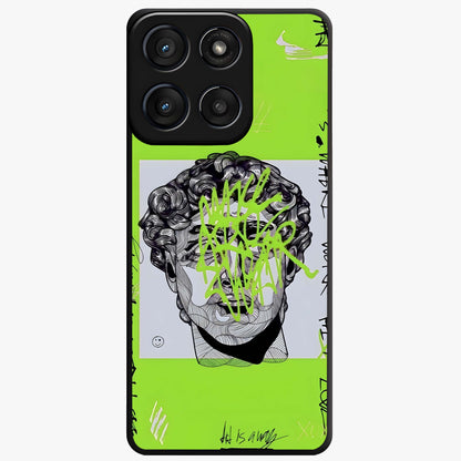Neo Graffiti Rebellion Glass Case showing flat back view with vibrant graffiti artwork and glossy glass finish.
